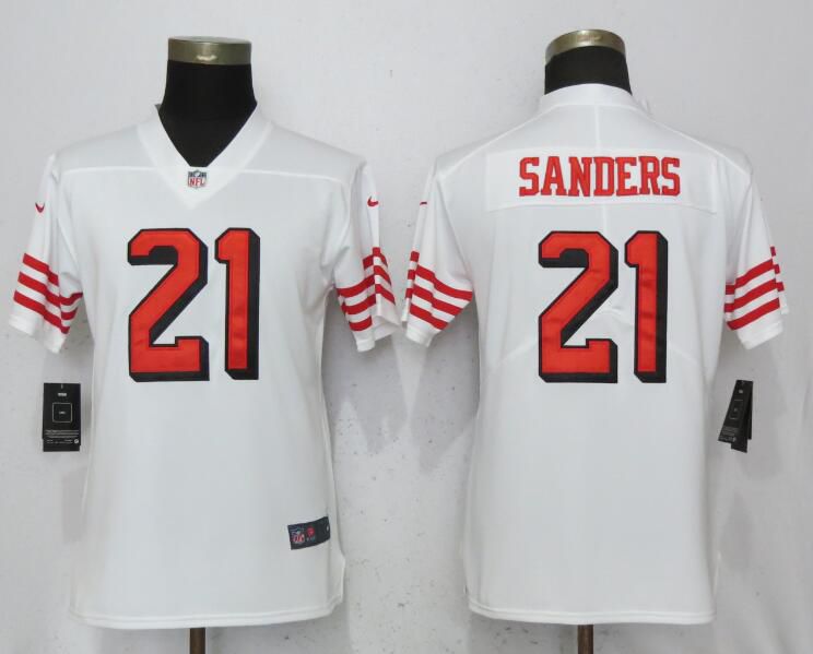 Women San Francisco 49ers #21 Sanders White Color Rush Nike Vapor Untouchable Limited Playe NFL Jerseys